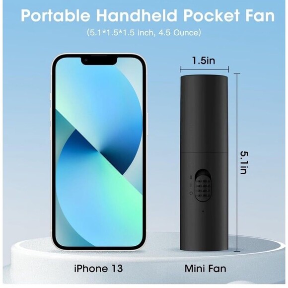 NWT Handheld Mini Fan Portable Rechargeable 3000mAh USB Battery Powered 22+Hrs R - Picture 5 of 12